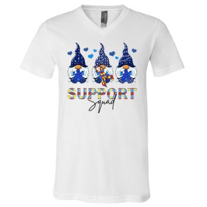 Support Squad Gnome Autism Awareness Month V-Neck T-Shirt