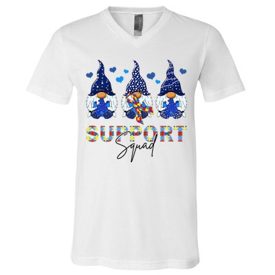 Support Squad Gnome Autism Awareness Month V-Neck T-Shirt