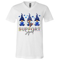 Support Squad Gnome Autism Awareness Month V-Neck T-Shirt