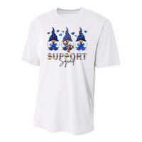 Support Squad Gnome Autism Awareness Month Youth Performance Sprint T-Shirt