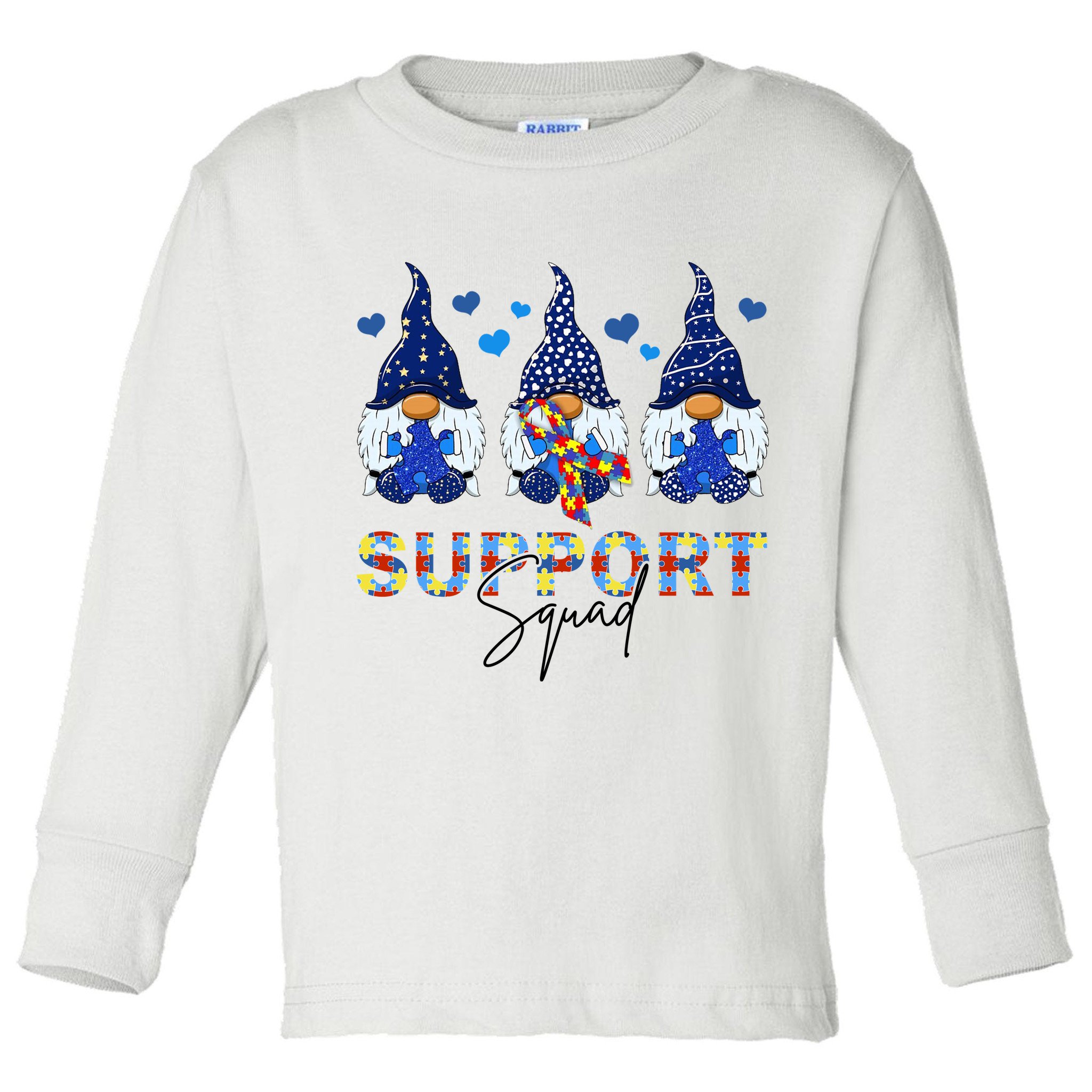 Support Squad Gnome Autism Awareness Month Toddler Long Sleeve Shirt