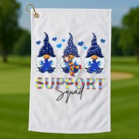 Support Squad Gnome Autism Awareness Month Golf Towel