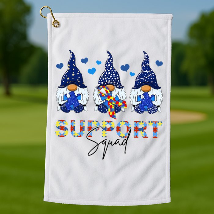 Support Squad Gnome Autism Awareness Month Golf Towel