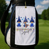 Support Squad Gnome Autism Awareness Month Golf Towel