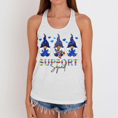 Support Squad Gnome Autism Awareness Month Women's Knotted Racerback Tank