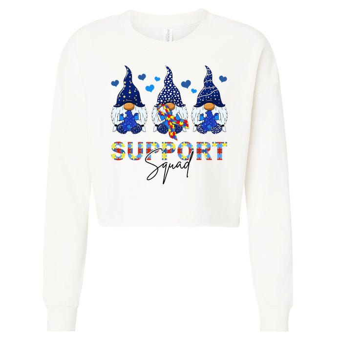 Support Squad Gnome Autism Awareness Month Cropped Pullover Crew