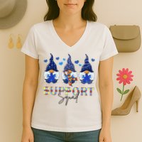 Support Squad Gnome Autism Awareness Month Women's V-Neck T-Shirt