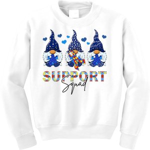 Support Squad Gnome Autism Awareness Month Kids Sweatshirt