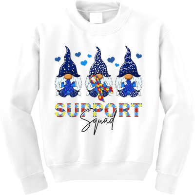 Support Squad Gnome Autism Awareness Month Kids Sweatshirt