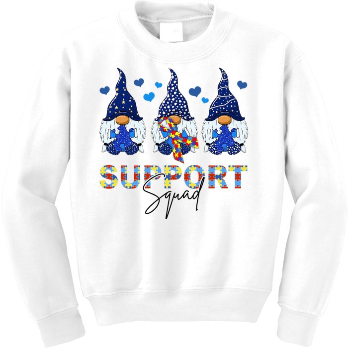 Support Squad Gnome Autism Awareness Month Kids Sweatshirt