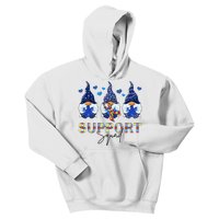 Support Squad Gnome Autism Awareness Month Kids Hoodie