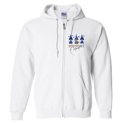 Support Squad Gnome Autism Awareness Month Full Zip Hoodie