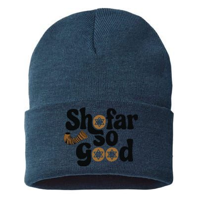 Shofar So Good Funny Rosh Hashanah Jewish Holiday Sustainable Knit Beanie