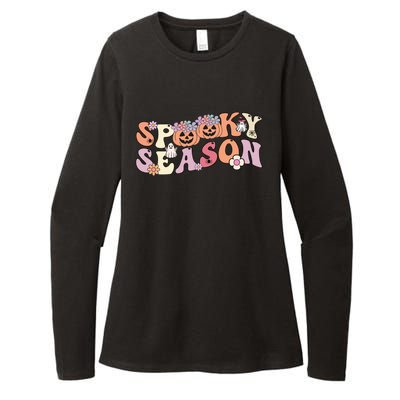 Spooky Season Groovy Ghost Retro Vintage Halloween Ghost Gift Womens CVC Long Sleeve Shirt