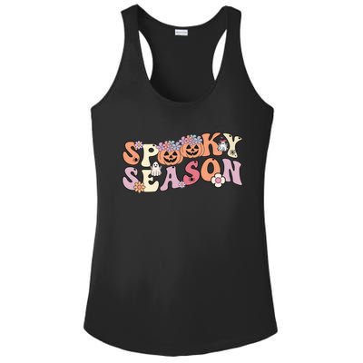 Spooky Season Groovy Ghost Retro Vintage Halloween Ghost Gift Ladies PosiCharge Competitor Racerback Tank