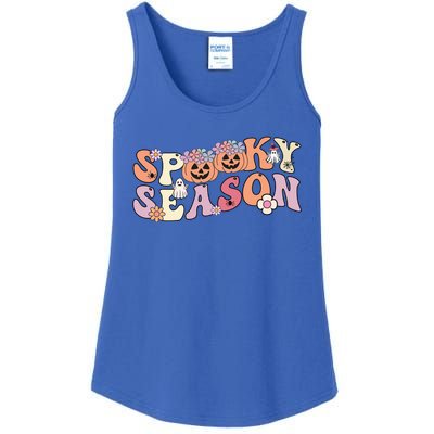 Spooky Season Groovy Ghost Retro Vintage Halloween Ghost Gift Ladies Essential Tank