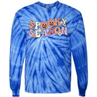 Spooky Season Groovy Ghost Retro Vintage Halloween Ghost Gift Tie-Dye Long Sleeve Shirt