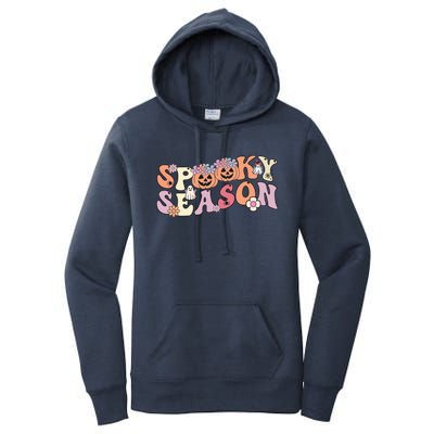 Spooky Season Groovy Ghost Retro Vintage Halloween Ghost Gift Women's Pullover Hoodie