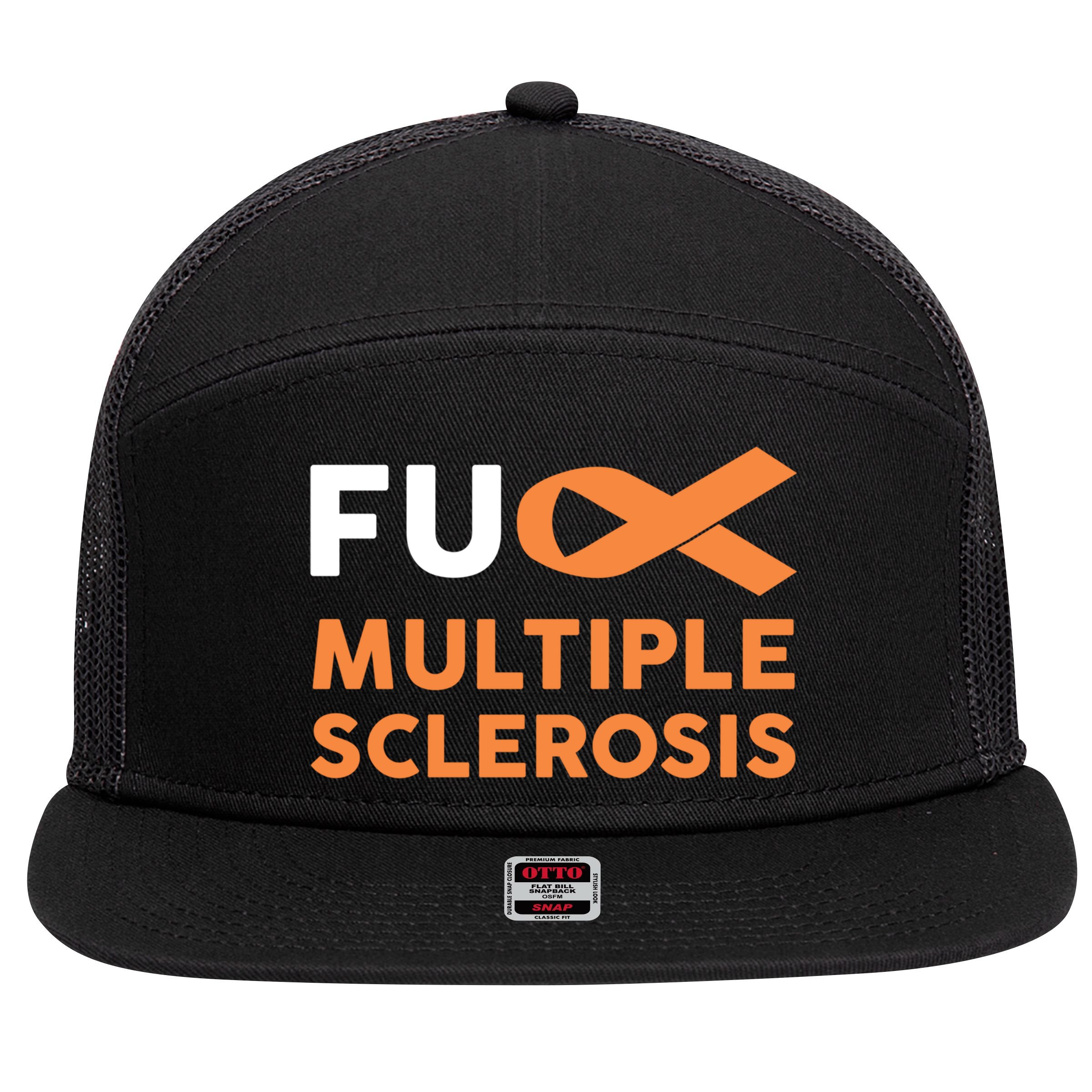 Support Survivor Gift Funny Gift Fuck Ms Multiple Sclerosis Awareness Great Gift 7 Panel Mesh Trucker Snapback Hat