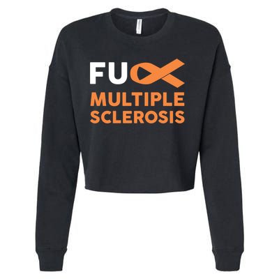Support Survivor Gift Funny Gift Fuck Ms Multiple Sclerosis Awareness Great Gift Cropped Pullover Crew