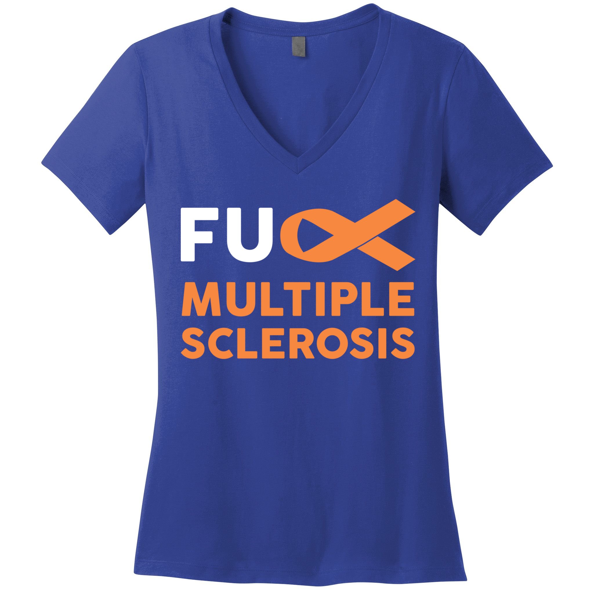 Support Survivor Gift Funny Gift Fuck Ms Multiple Sclerosis Awareness Great Gift Women's V-Neck T-Shirt
