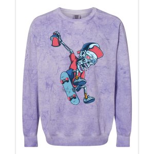 Skateboarding Skeleton Graffiti Skull Street Art Skater Gift Colorblast Crewneck Sweatshirt