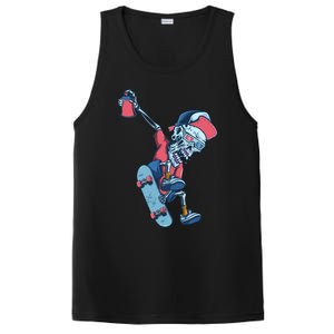 Skateboarding Skeleton Graffiti Skull Street Art Skater Gift PosiCharge Competitor Tank