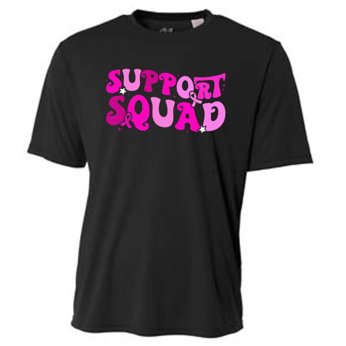 Support Squad Groovy Pink Ribbon Breast Cancer Awareness Cooling Performance Crew T-Shirt