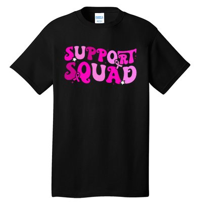 Support Squad Groovy Pink Ribbon Breast Cancer Awareness Tall T-Shirt