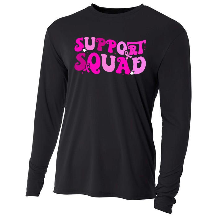 Support Squad Groovy Pink Ribbon Breast Cancer Awareness Cooling Performance Long Sleeve Crew