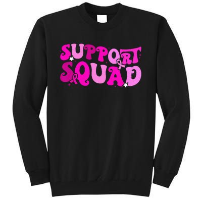 Support Squad Groovy Pink Ribbon Breast Cancer Awareness Tall Sweatshirt