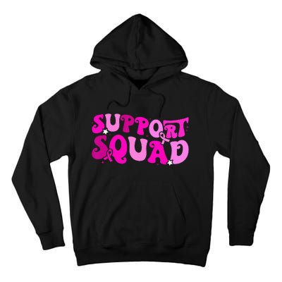 Support Squad Groovy Pink Ribbon Breast Cancer Awareness Tall Hoodie