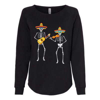 Skeleton Sombreros Guitar Fiesta Cinco De Mayo Womens California Wash Sweatshirt