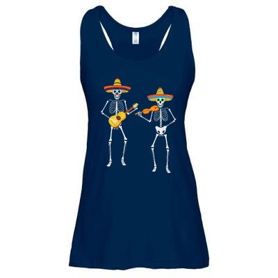 Skeleton Sombreros Guitar Fiesta Cinco De Mayo Ladies Essential Flowy Tank