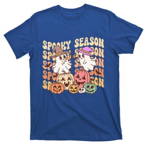 Spooky Season Ghost Witch Hat Pumpkins Retro Halloween Gift T-Shirt