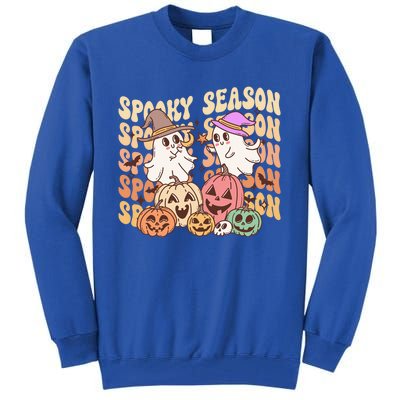 Spooky Season Ghost Witch Hat Pumpkins Retro Halloween Gift Tall Sweatshirt