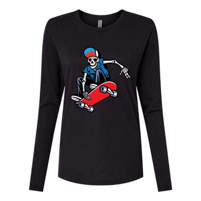 Skateboarding Skeleton Gift Womens Cotton Relaxed Long Sleeve T-Shirt