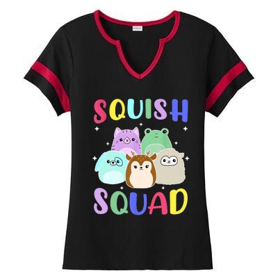 Squish Squad Girl Cute Ladies Halftime Notch Neck Tee