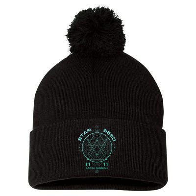 Starseed Sacred Geometry Pom Pom 12in Knit Beanie