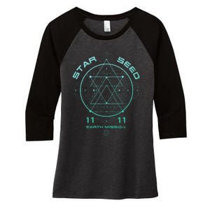 Starseed Sacred Geometry Women's Tri-Blend 3/4-Sleeve Raglan Shirt