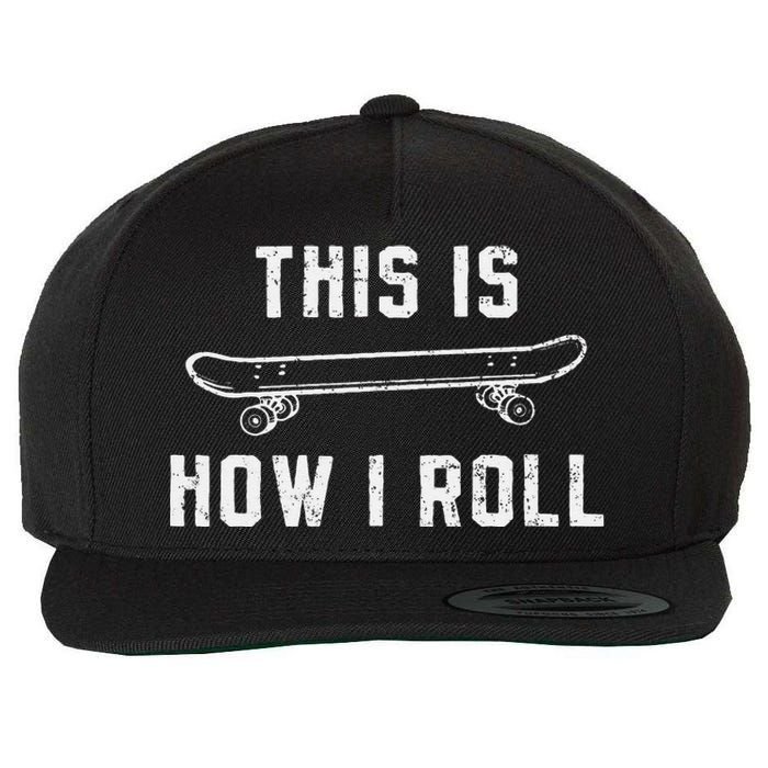 Skateboard Skateboarding Gift for Skateboarder Vintage Wool Snapback Cap