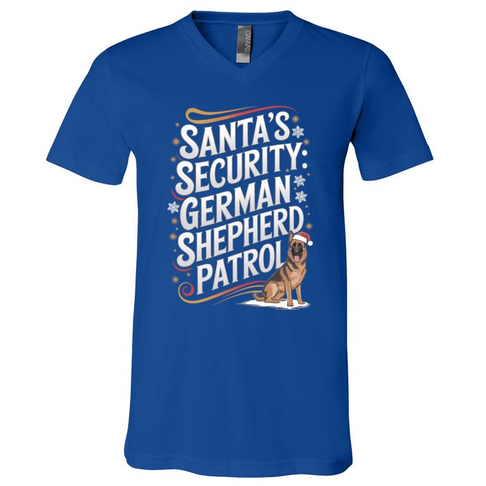 SantaS Security Ger Shepherd Christmas Dog Mom Funny Gift V-Neck T-Shirt