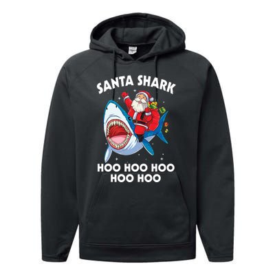 Santa Shark Hoo Hoo Hoo Hoo Hoo Christmas Performance Fleece Hoodie