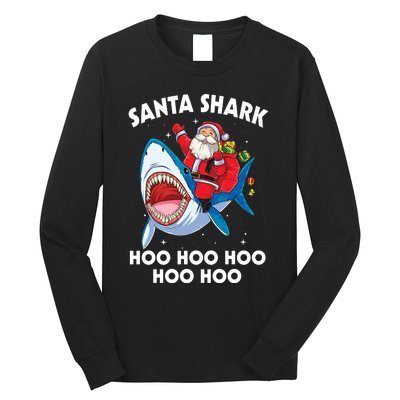 Santa Shark Hoo Hoo Hoo Hoo Hoo Christmas Long Sleeve Shirt