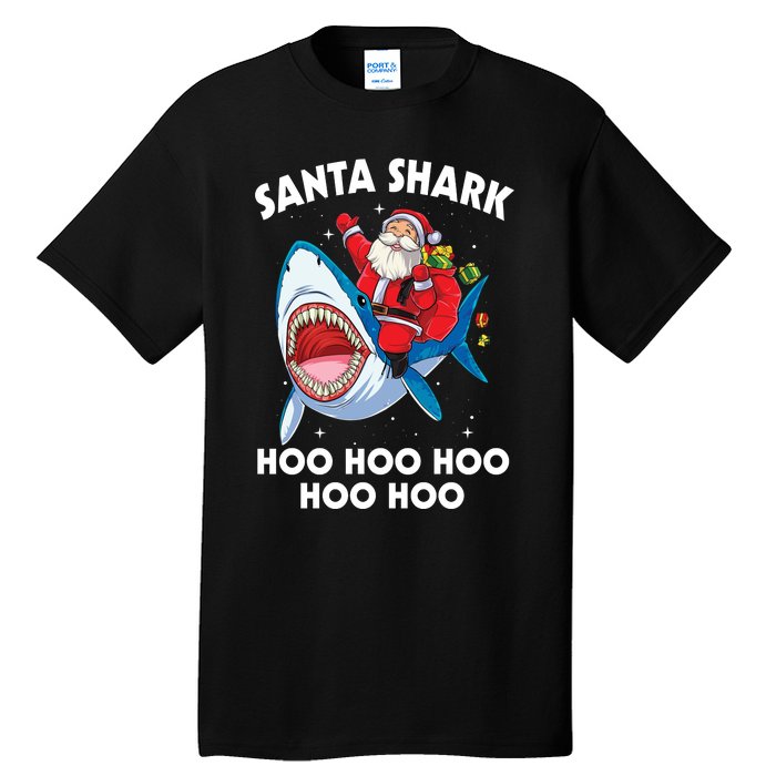 Santa Shark Hoo Hoo Hoo Hoo Hoo Christmas Tall T-Shirt