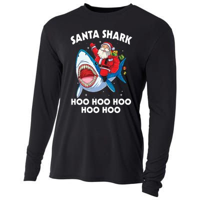 Santa Shark Hoo Hoo Hoo Hoo Hoo Christmas Cooling Performance Long Sleeve Crew