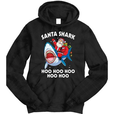 Santa Shark Hoo Hoo Hoo Hoo Hoo Christmas Tie Dye Hoodie