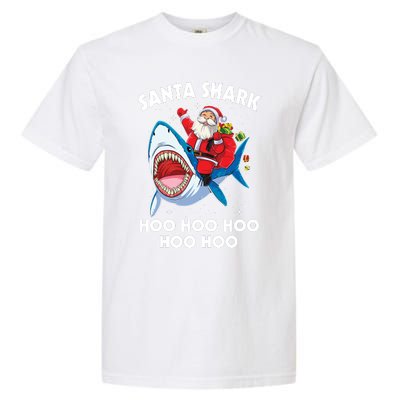 Santa Shark Hoo Hoo Hoo Hoo Hoo Christmas Garment-Dyed Heavyweight T-Shirt