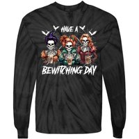 Sanderson Sisters Have A Bewitching Day Have A Bewitching Halloween Skeleton Tie-Dye Long Sleeve Shirt