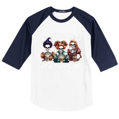 Sanderson Sisters Have A Bewitching Day Have A Bewitching Halloween Skeleton Baseball Sleeve Shirt